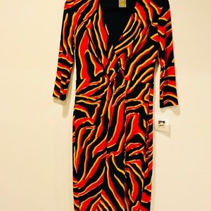 New Anne Klein Animal Print Front Twist Dress